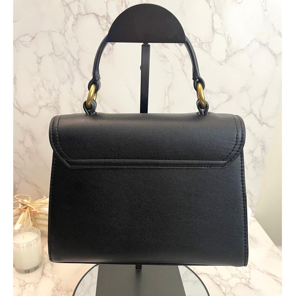 Just Cavalli Black Faux Leather Logo-Buckle Top-Handle / Crossbody EUC - Picture 3 of 9